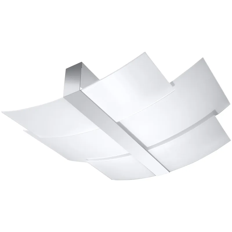 Plafonnier CELIA, acier Inox/verre, chrome/blanc, E27 - Pas cher