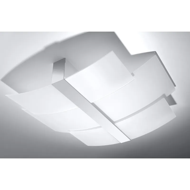 Plafonnier CELIA, acier Inox/verre, chrome/blanc, E27 - Pas cher