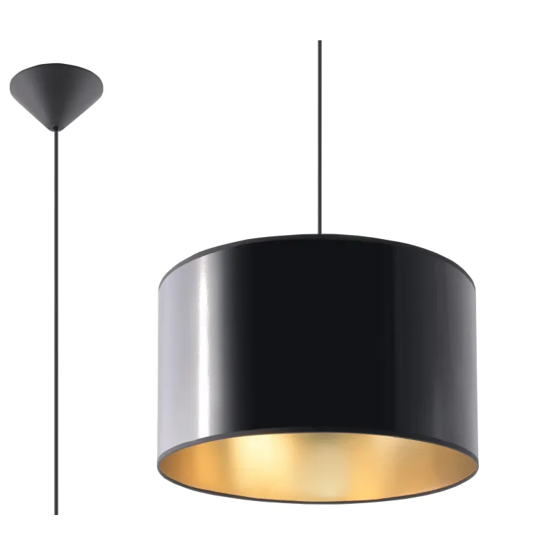 Suspension LUXOR 30, PVC, noir/gold, E27 - Pas cher
