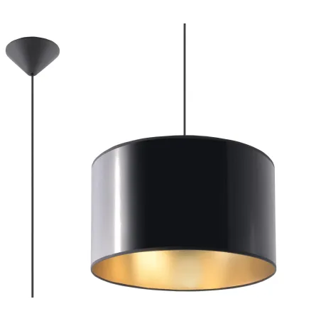 Suspension LUXOR 30, PVC, noir/gold, E27 - Pas cher