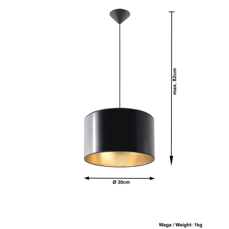 Suspension LUXOR 30, PVC, noir/gold, E27 - Pas cher