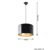 Suspension LUXOR 30, PVC, noir/gold, E27 - Pas cher