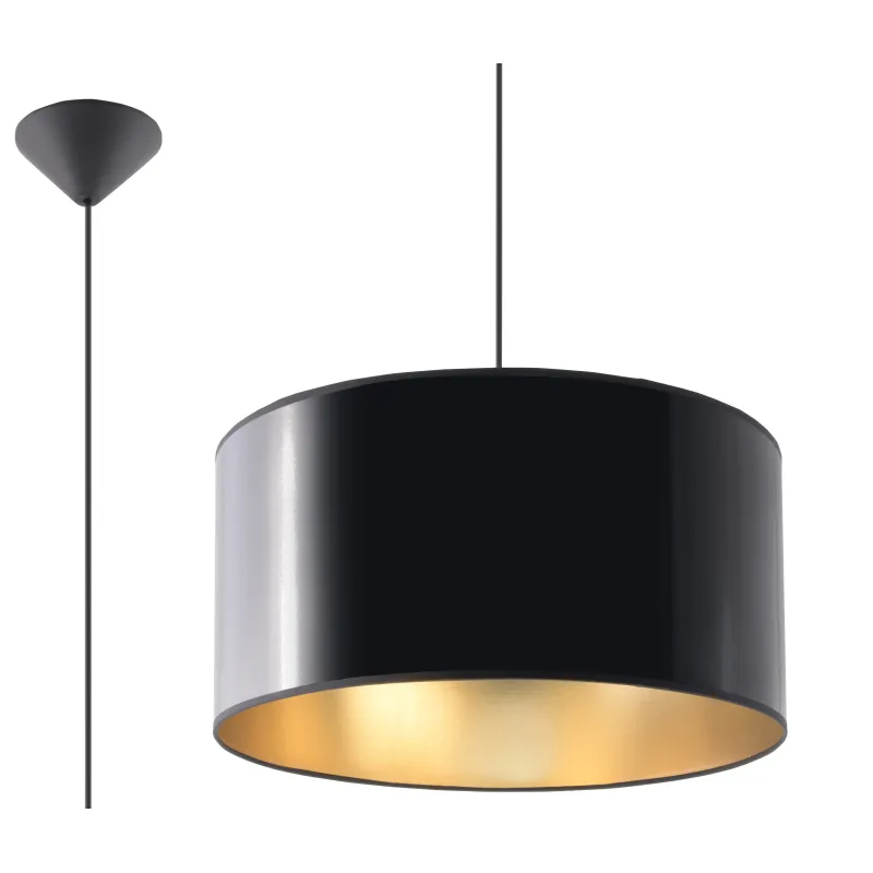 Suspension LUXOR 40, PVC, noir/gold, E27 - Pas cher