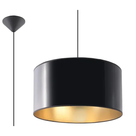 Suspension LUXOR 40, PVC, noir/gold, E27 - Pas cher