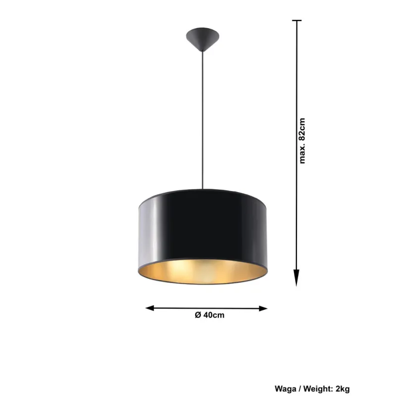 Suspension LUXOR 40, PVC, noir/gold, E27 - Pas cher