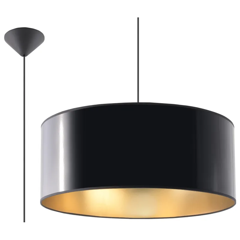 Suspension LUXOR 50, PVC, noir/gold, E27 - Pas cher