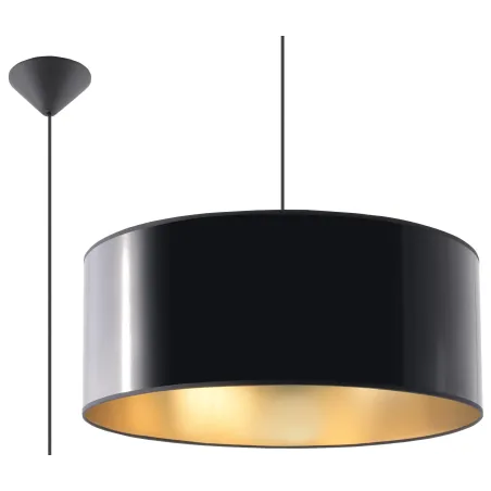 Suspension LUXOR 50, PVC, noir/gold, E27 - Pas cher