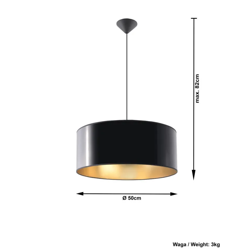 Suspension LUXOR 50, PVC, noir/gold, E27 - Pas cher