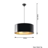 Suspension LUXOR 50, PVC, noir/gold, E27 - Pas cher