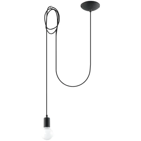 Suspension EDISON 1, acier/câble textile noir, E27 - Pas cher