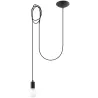 Suspension EDISON 1, acier/câble textile noir, E27 - Pas cher