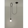 Suspension EDISON 1, acier/câble textile noir, E27 - Pas cher