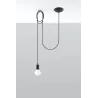 Suspension EDISON 1, acier/câble textile noir, E27 - Pas cher