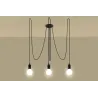 Suspension EDISON 3, acier/câble textile noir, E27 - Pas cher