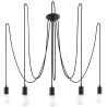 Suspension EDISON 5, acier/câble textile noir, E27 - Pas cher