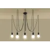 Suspension EDISON 5, acier/câble textile noir, E27 - Pas cher