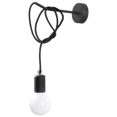 Applique EDISON, acier/câble textile noir, E27 - Pas cher