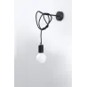 Applique EDISON, acier/câble textile noir, E27 - Pas cher