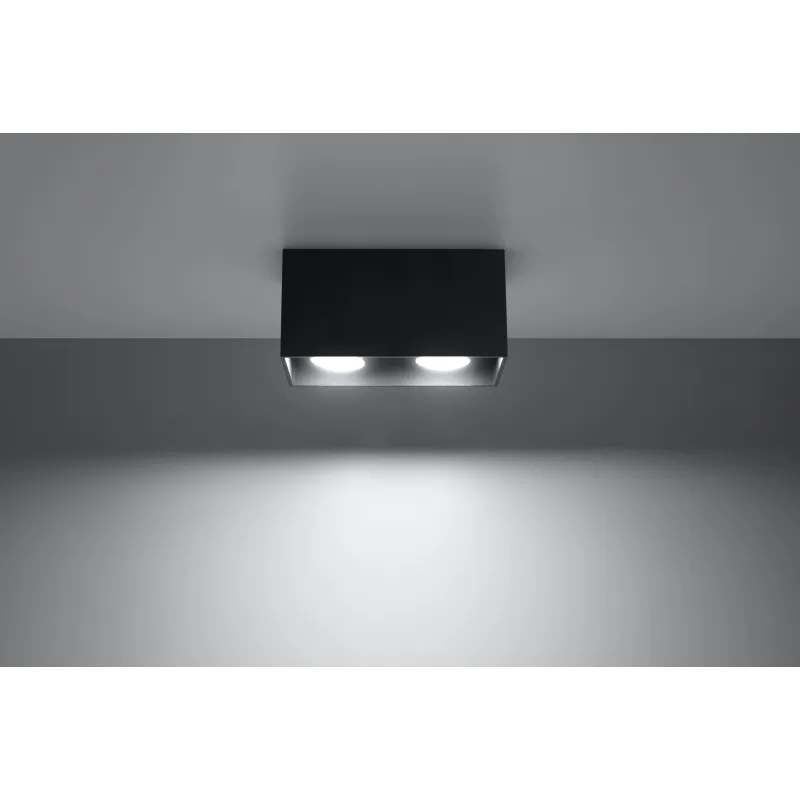 Plafonnier QUAD, aluminium noir, GU10 - Pas cher