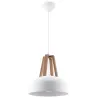 Suspension CASCO, acier/bois/plastique, blanc/bois naturel, E27 - P...