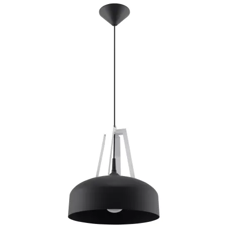 Suspension CASCO, acier/bois/plastique, noir/blanc, E27 - Pas cher
