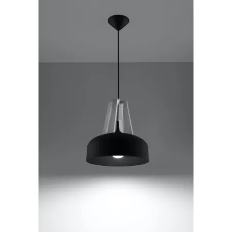 Suspension CASCO, acier/bois/plastique, noir/blanc, E27 - Pas cher