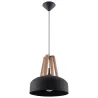 Suspension CASCO, acier/bois/plastique, noir/bois naturel, E27 - Pa...