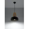 Suspension CASCO, acier/bois/plastique, noir/bois naturel, E27 - Pa...