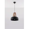 Suspension CASCO, acier/bois/plastique, noir/bois naturel, E27 - Pa...