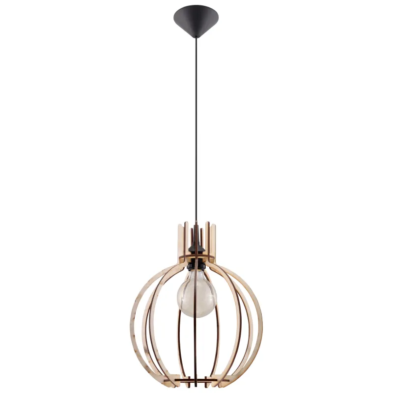 Suspension ARANCIA, bois/plastique, bois naturel/noir, E27 - Pas cher