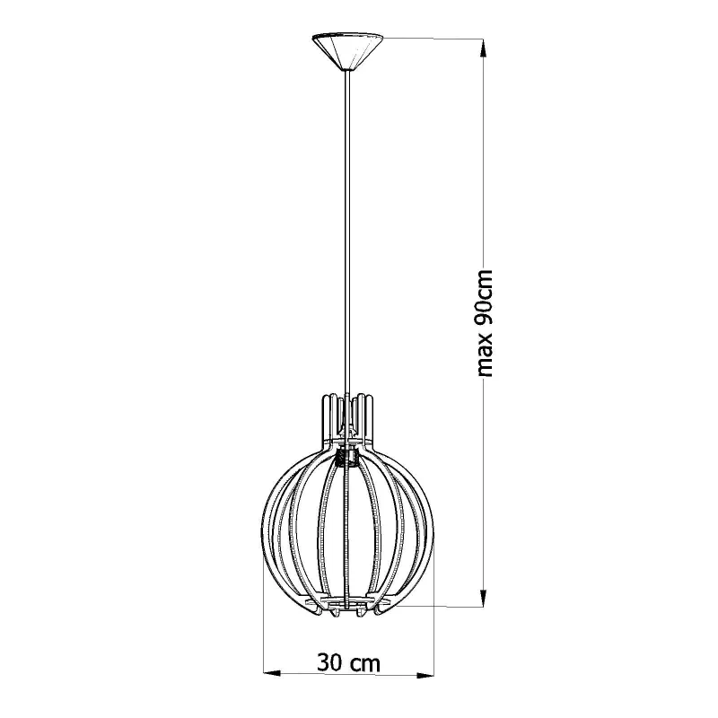 Suspension ARANCIA, bois/plastique, bois naturel/noir, E27 - Pas cher