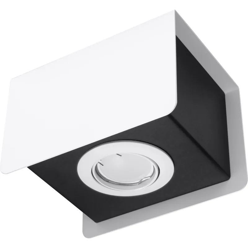 Plafonnier STEREO 1, acier blanc/noir, GU10 - Pas cher
