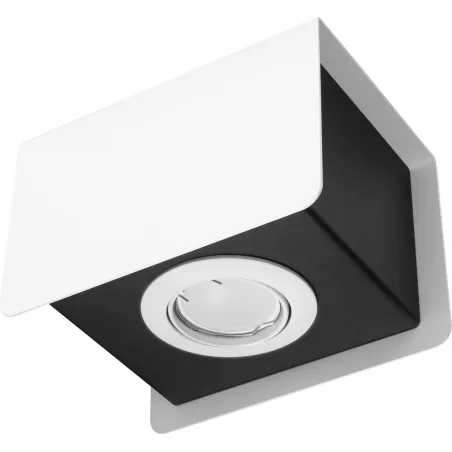 Plafonnier STEREO 1, acier blanc/noir, GU10 - Pas cher