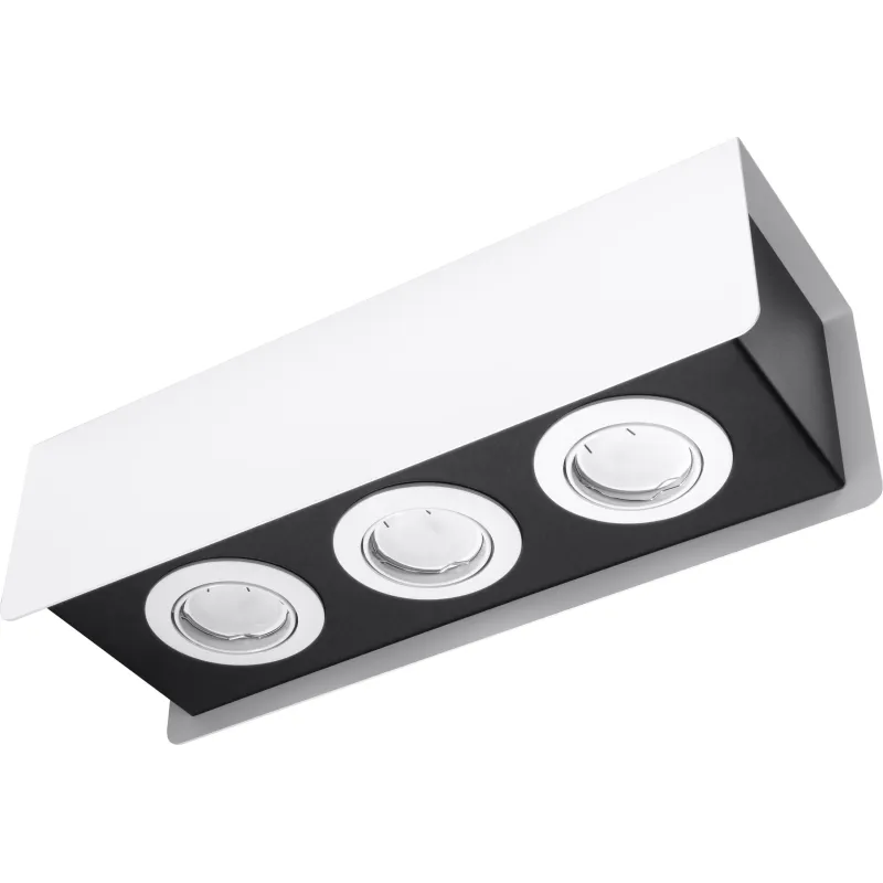 Plafonnier STEREO 3, acier blanc/noir, GU10 - Pas cher