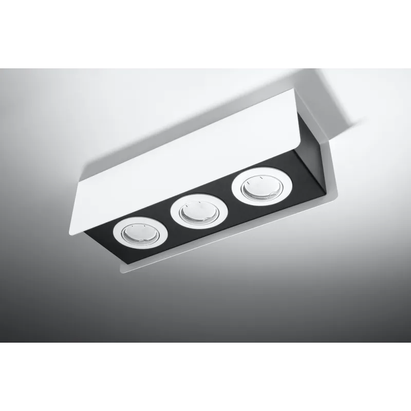 Plafonnier STEREO 3, acier blanc/noir, GU10 - Pas cher