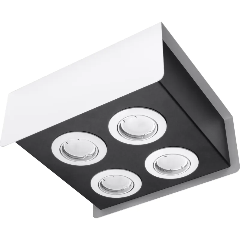 Plafonnier STEREO 4, acier blanc/noir, GU10 - Pas cher