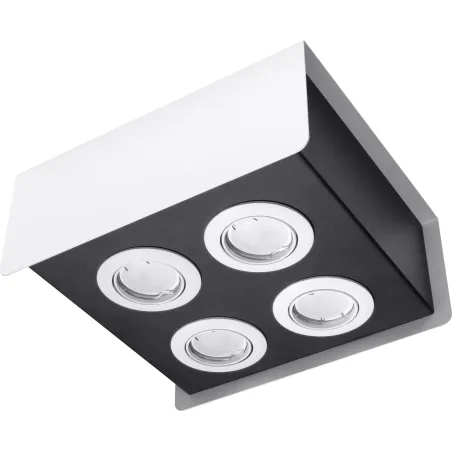 Plafonnier STEREO 4, acier blanc/noir, GU10 - Pas cher