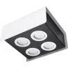 Plafonnier STEREO 4, acier blanc/noir, GU10 - Pas cher