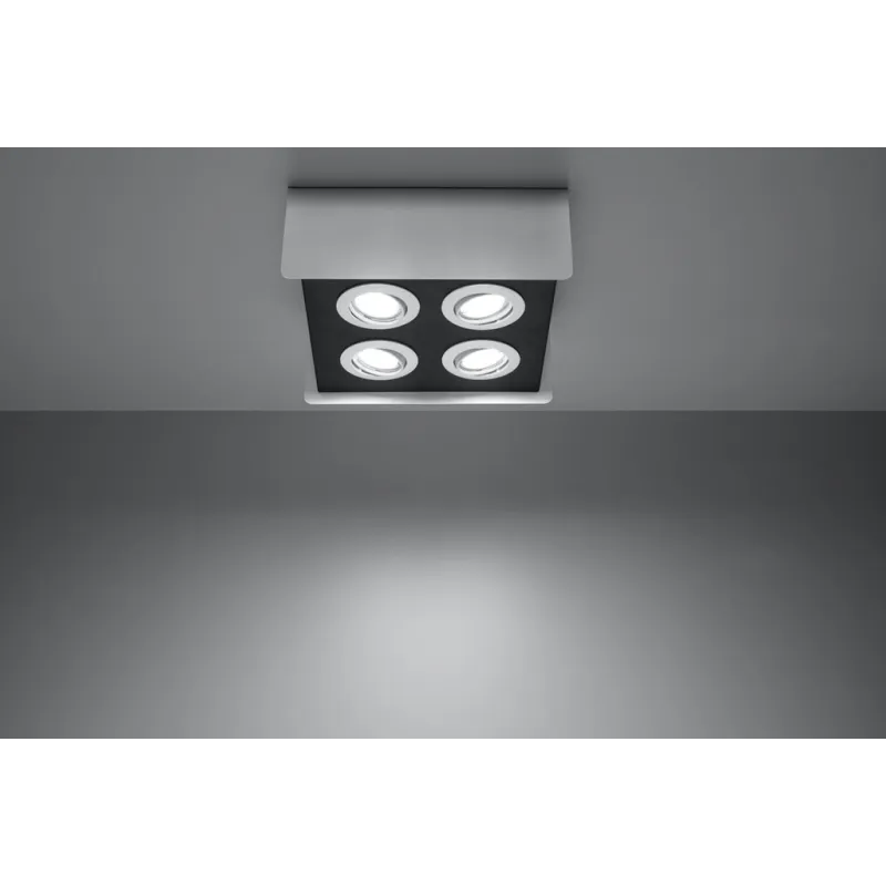 Plafonnier STEREO 4, acier blanc/noir, GU10 - Pas cher