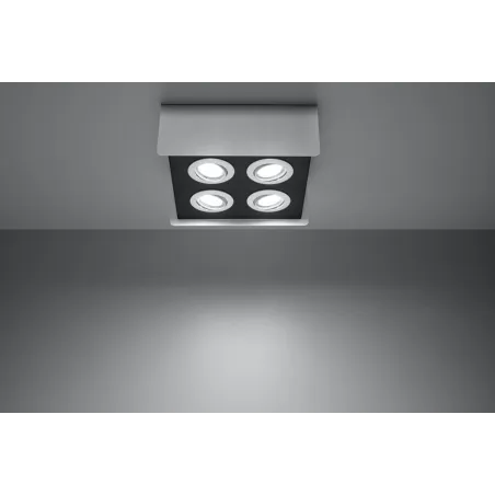 Plafonnier STEREO 4, acier blanc/noir, GU10 - Pas cher