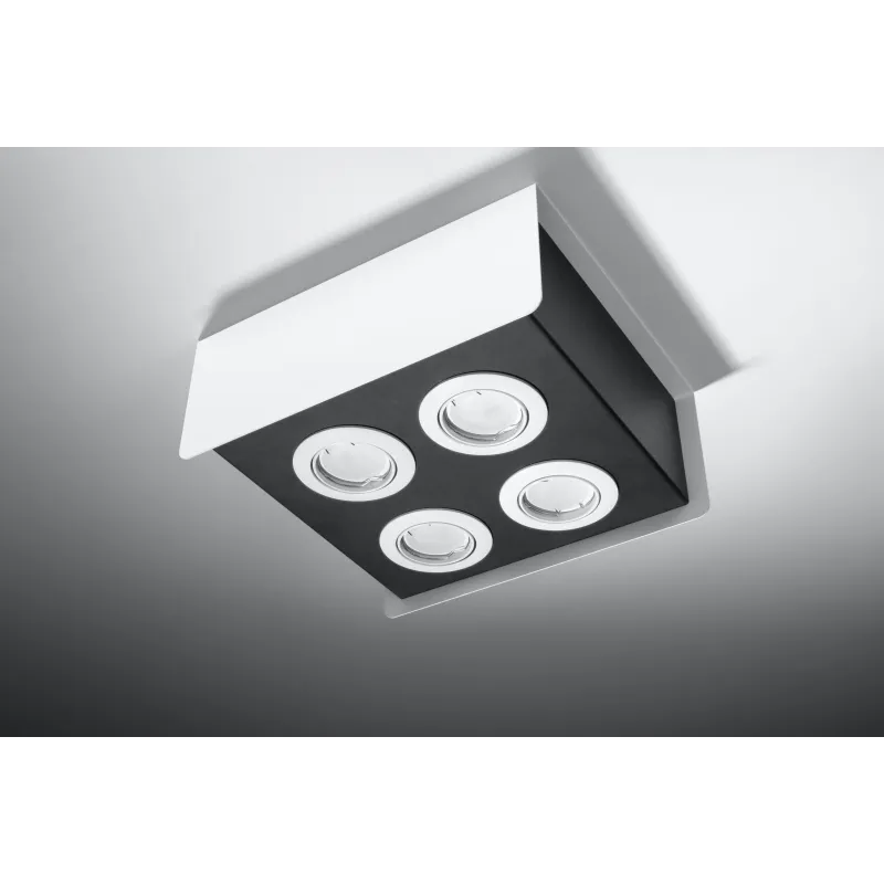 Plafonnier STEREO 4, acier blanc/noir, GU10 - Pas cher