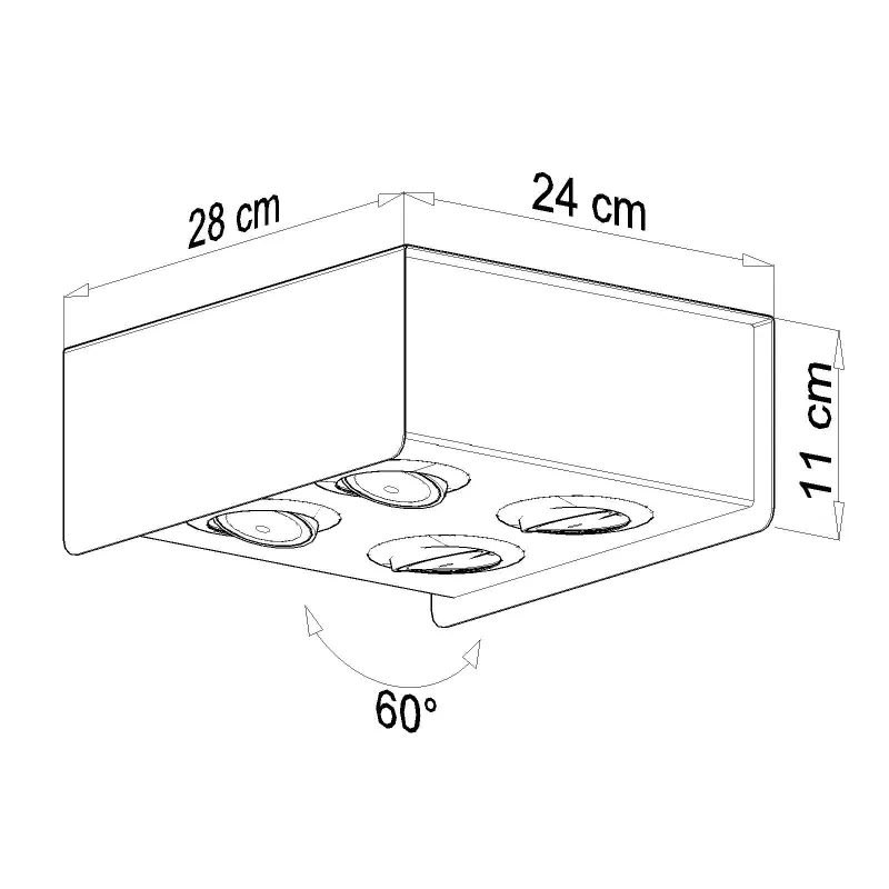 Plafonnier STEREO 4, acier blanc/noir, GU10 - Pas cher