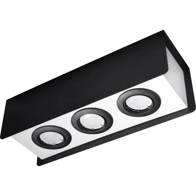Plafonnier STEREO 3, acier noir/blanc, GU10 - Pas cher