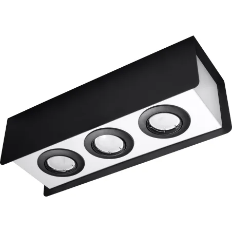 Plafonnier STEREO 3, acier noir/blanc, GU10 - Pas cher