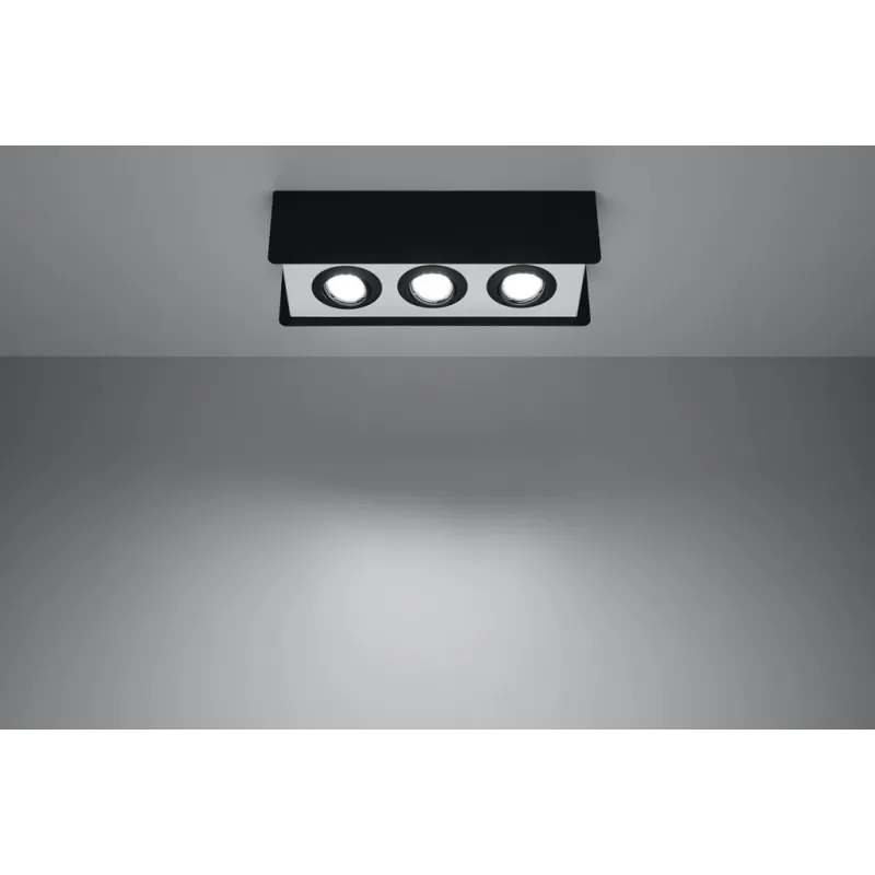 Plafonnier STEREO 3, acier noir/blanc, GU10 - Pas cher