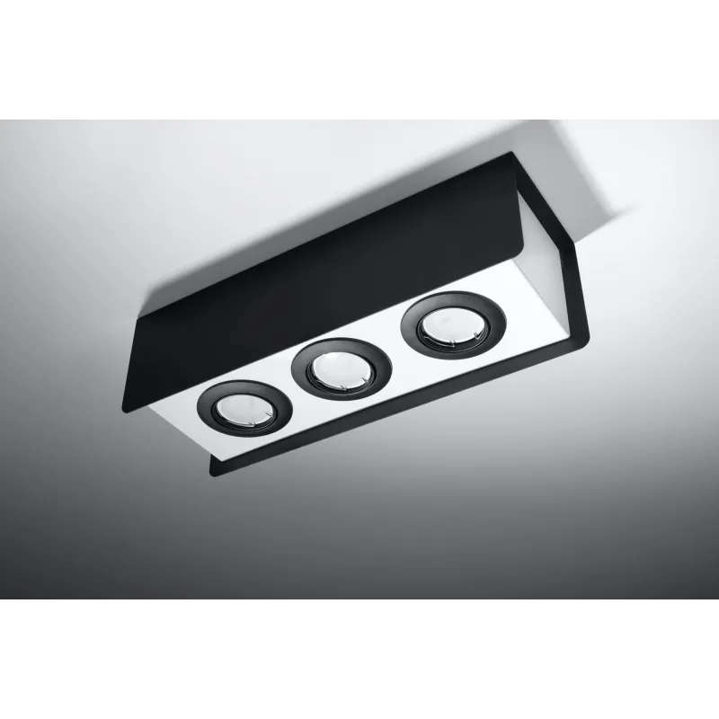 Plafonnier STEREO 3, acier noir/blanc, GU10 - Pas cher