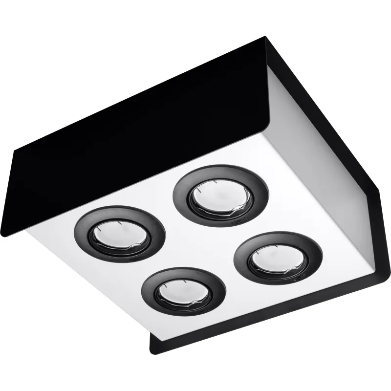 Plafonnier STEREO 4, acier noir/blanc, GU10 - Pas cher