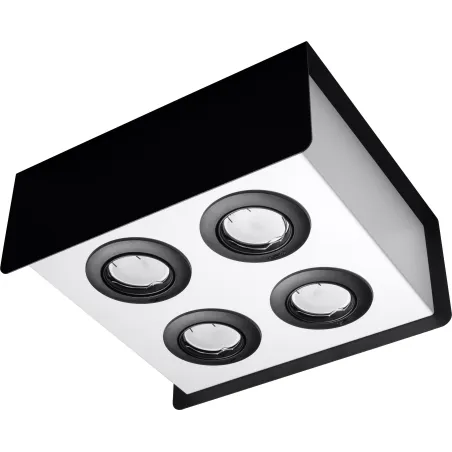 Plafonnier STEREO 4, acier noir/blanc, GU10 - Pas cher