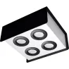 Plafonnier STEREO 4, acier noir/blanc, GU10 - Pas cher