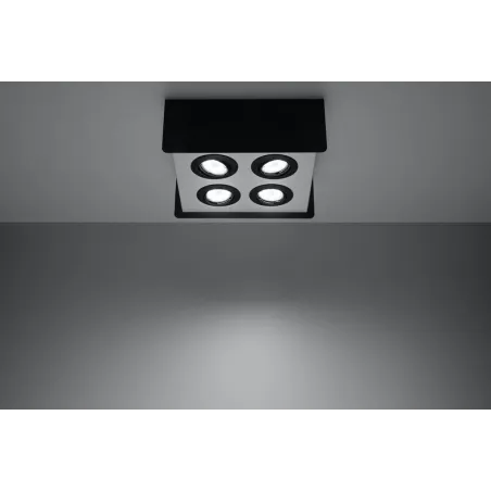 Plafonnier STEREO 4, acier noir/blanc, GU10 - Pas cher